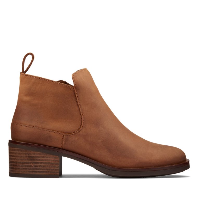 Clarks Memi Zip Cuero Marrón Oscuro Cuero Marrón Oscuro