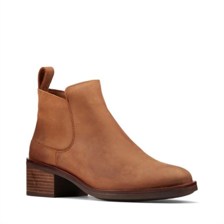 Clarks Memi Zip Cuero Marrón Oscuro Cuero Marrón Oscuro