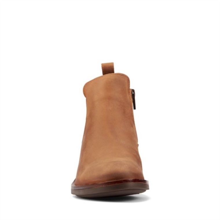 Clarks Memi Zip Cuero Marrón Oscuro Cuero Marrón Oscuro