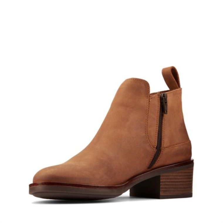 Clarks Memi Zip Cuero Marrón Oscuro Cuero Marrón Oscuro