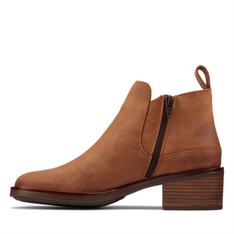Clarks Memi Zip Cuero Marrón Oscuro Cuero Marrón Oscuro