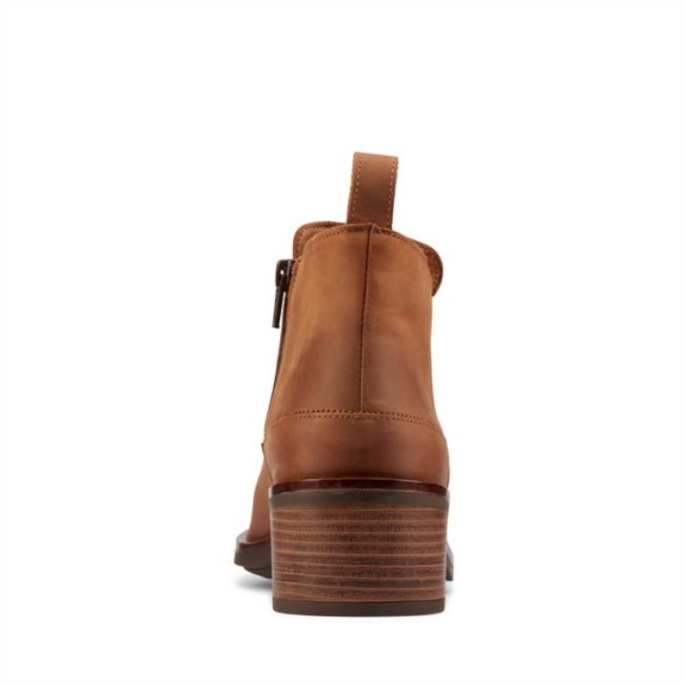 Clarks Memi Zip Cuero Marrón Oscuro Cuero Marrón Oscuro