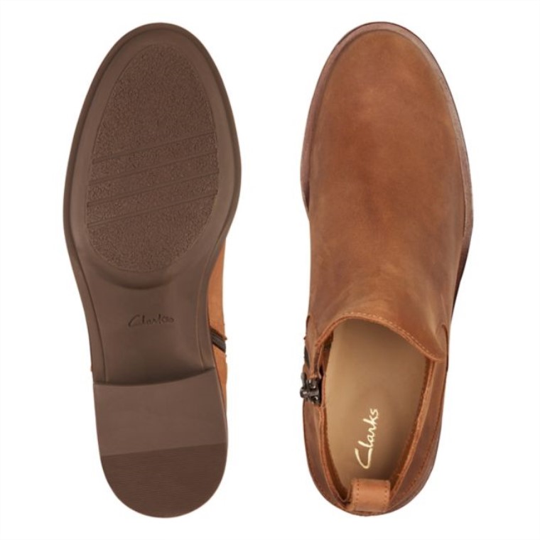 Clarks Memi Zip Cuero Marrón Oscuro Cuero Marrón Oscuro