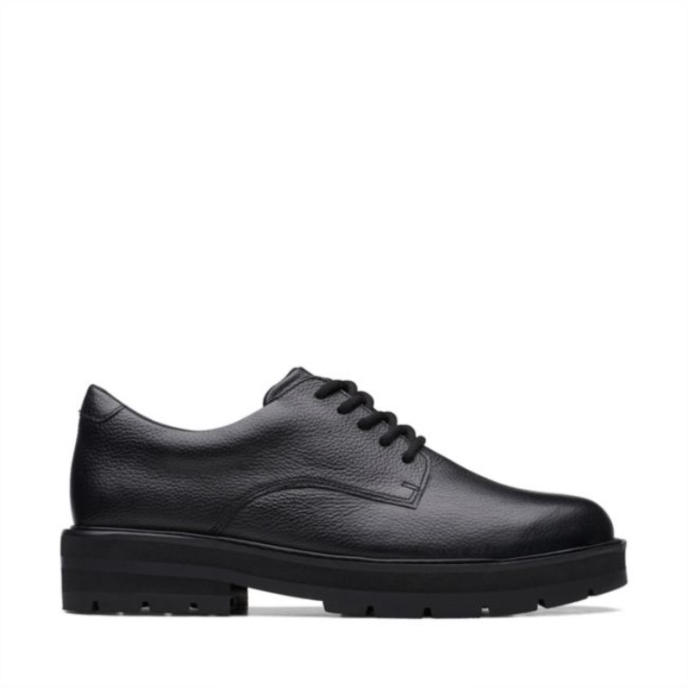 Clarks Prague Lace Juvenil Cuero Negro Cuero Negro