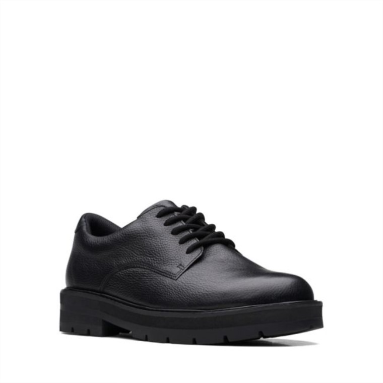 Clarks Prague Lace Juvenil Cuero Negro Cuero Negro