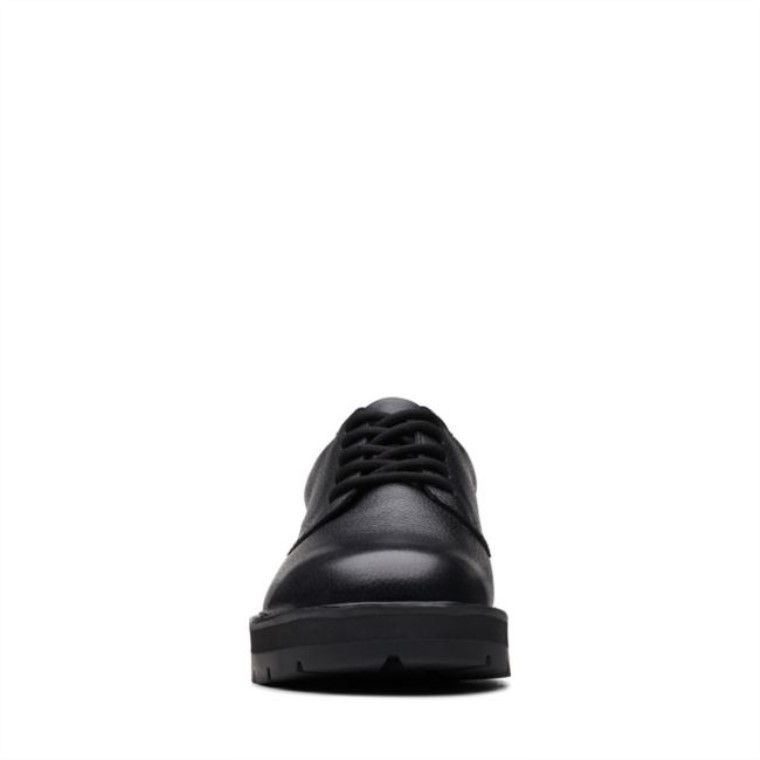 Clarks Prague Lace Juvenil Cuero Negro Cuero Negro