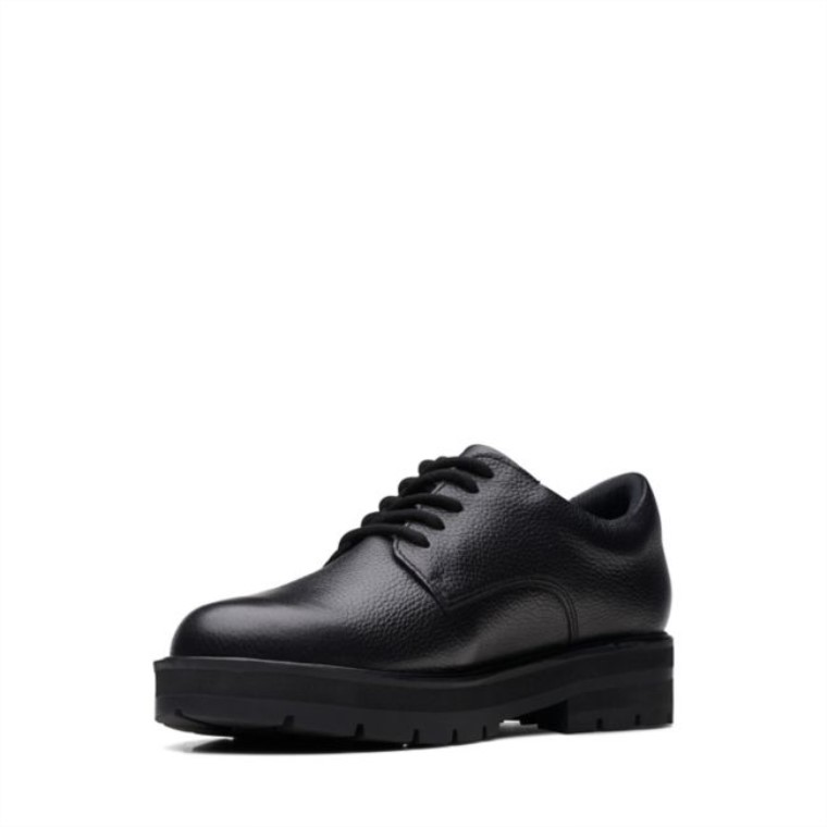 Clarks Prague Lace Juvenil Cuero Negro Cuero Negro