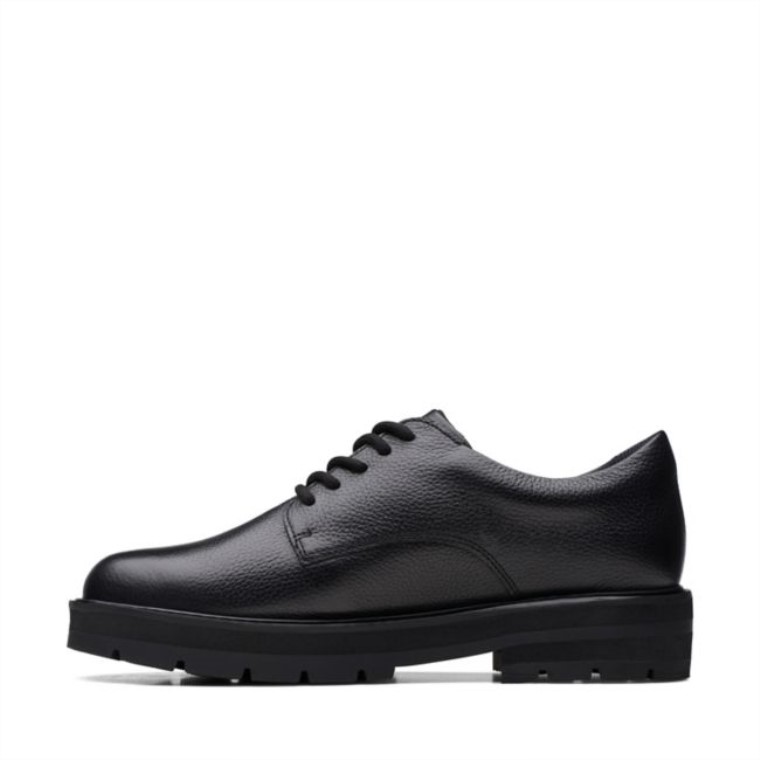 Clarks Prague Lace Juvenil Cuero Negro Cuero Negro