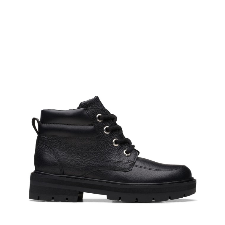 Clarks Prague Zip Niño Cuero Negro Cuero Negro