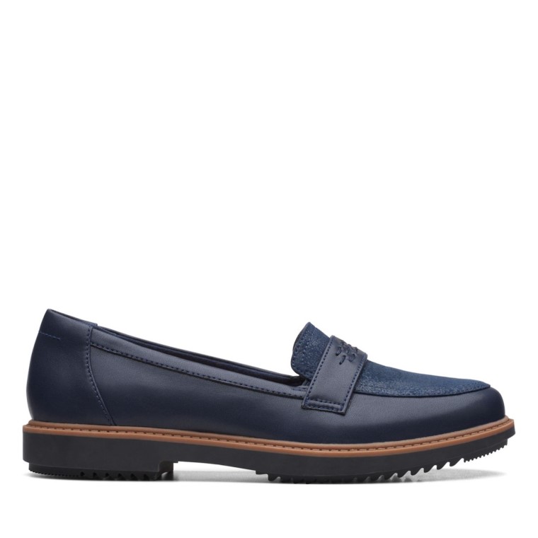 Clarks Raisie Jump Cuero Azul Marino Cuero Azul Marino