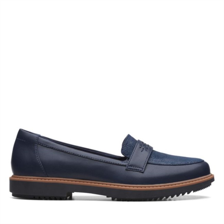 Clarks Raisie Jump Cuero Azul Marino Cuero Azul Marino