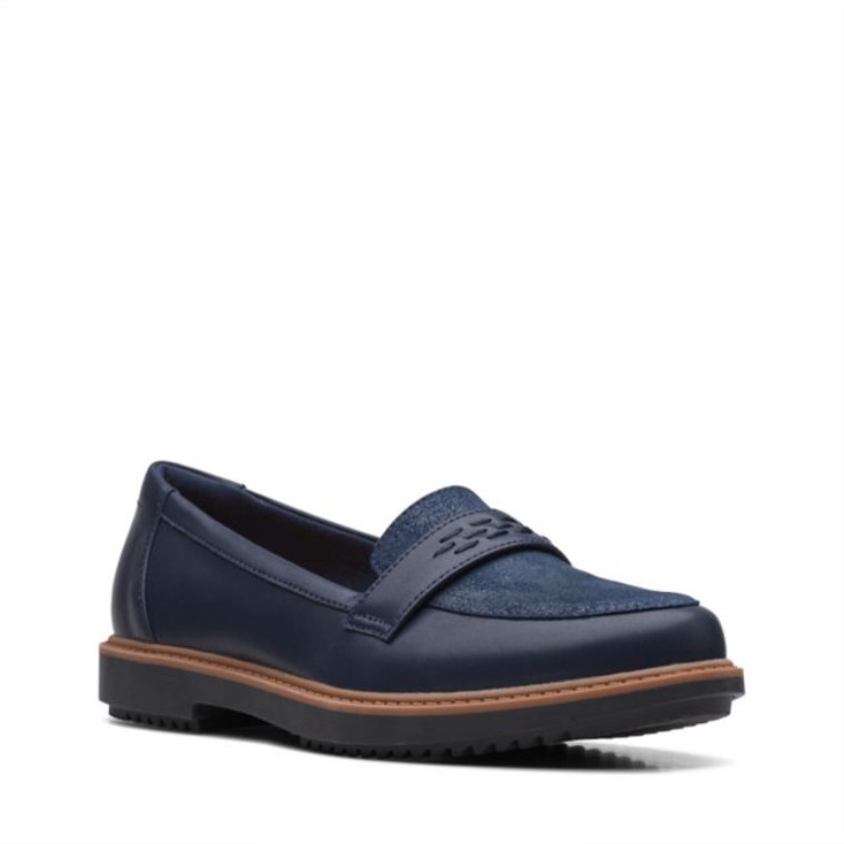 Clarks Raisie Jump Cuero Azul Marino Cuero Azul Marino