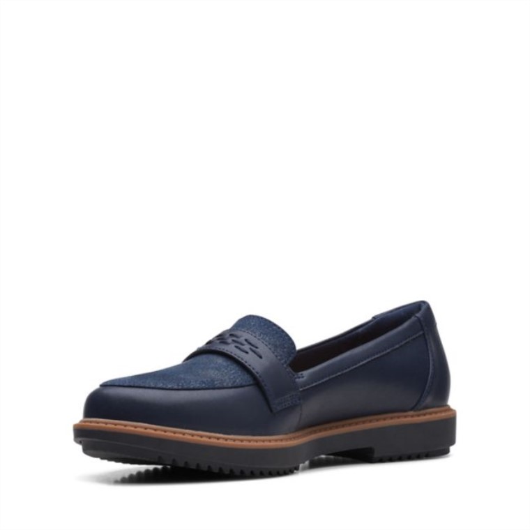 Clarks Raisie Jump Cuero Azul Marino Cuero Azul Marino