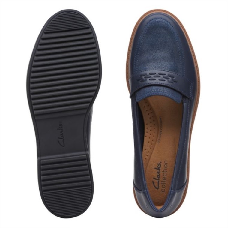 Clarks Raisie Jump Cuero Azul Marino Cuero Azul Marino
