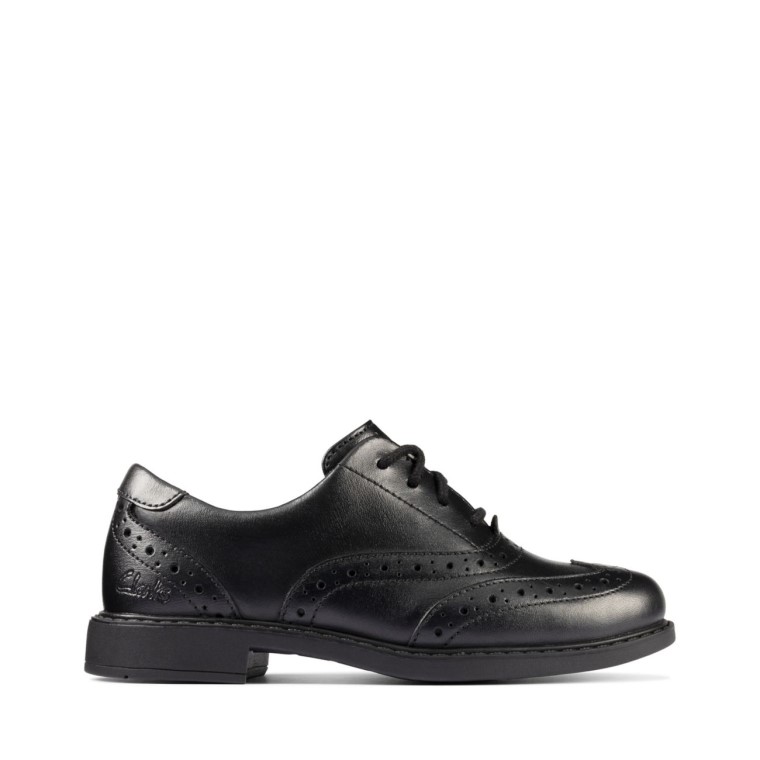 Clarks Scala Brogue Niño Cuero Negro Cuero Negro