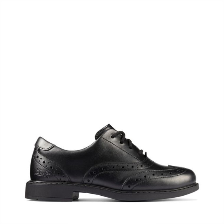 Clarks Scala Brogue Niño Cuero Negro Cuero Negro