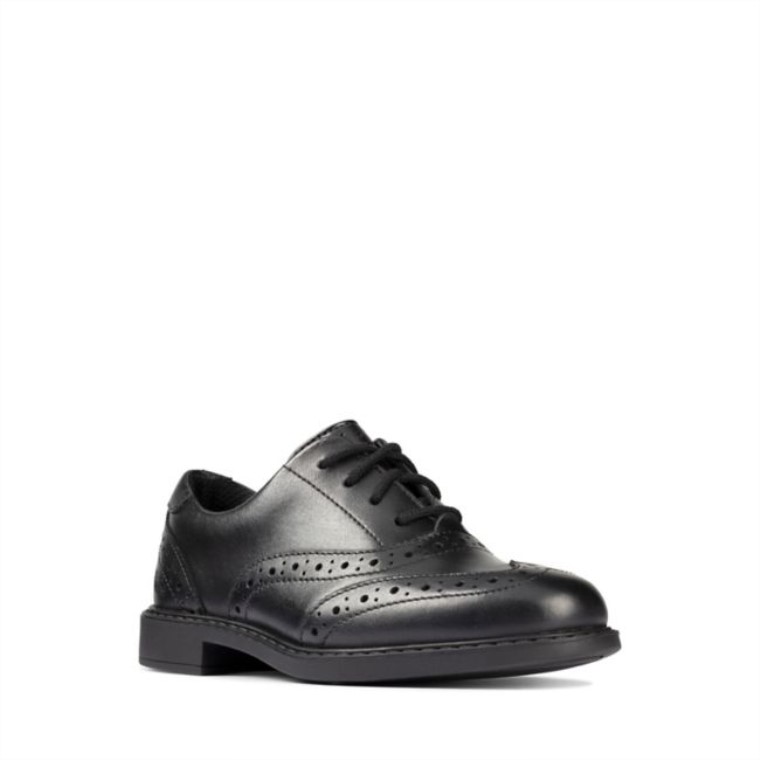 Clarks Scala Brogue Niño Cuero Negro Cuero Negro