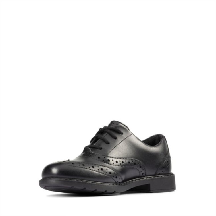 Clarks Scala Brogue Niño Cuero Negro Cuero Negro