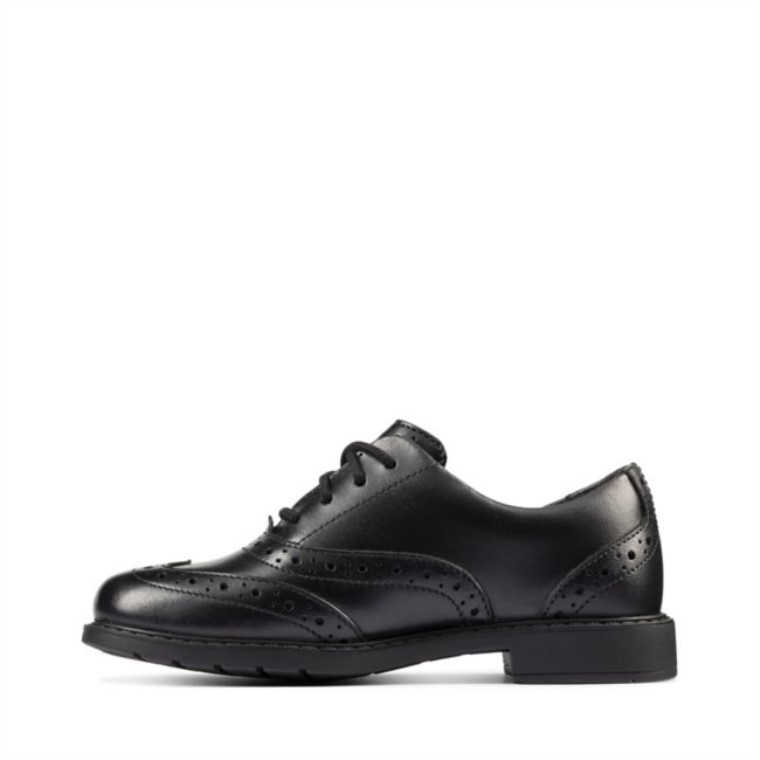 Clarks Scala Brogue Niño Cuero Negro Cuero Negro