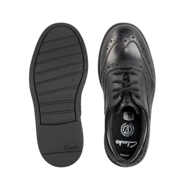 Clarks Scala Brogue Niño Cuero Negro Cuero Negro