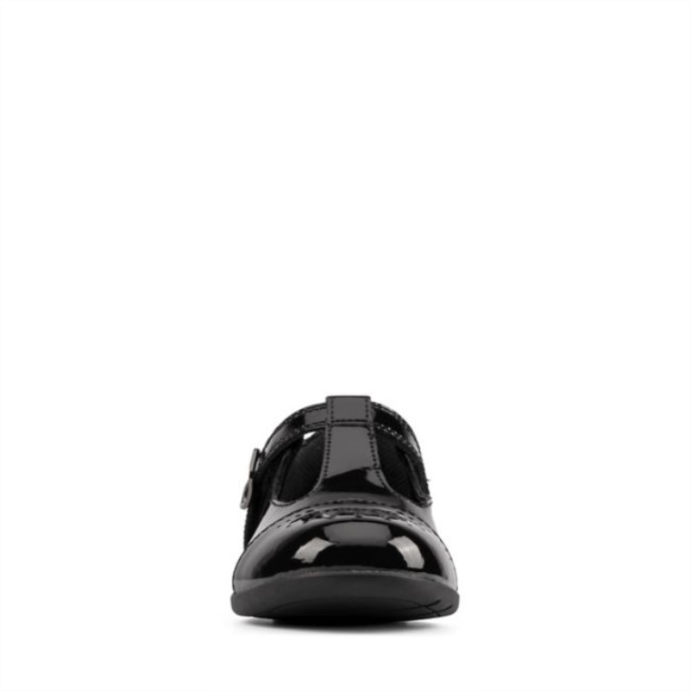Clarks Scala Espíritu Niño Charol Negro Charol Negro