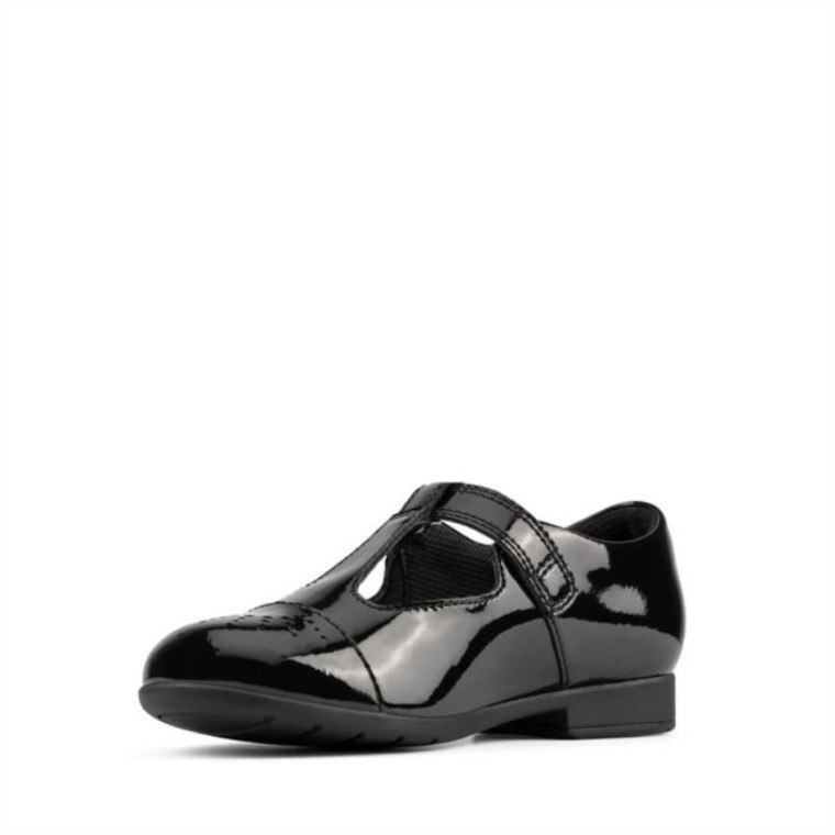 Clarks Scala Espíritu Niño Charol Negro Charol Negro