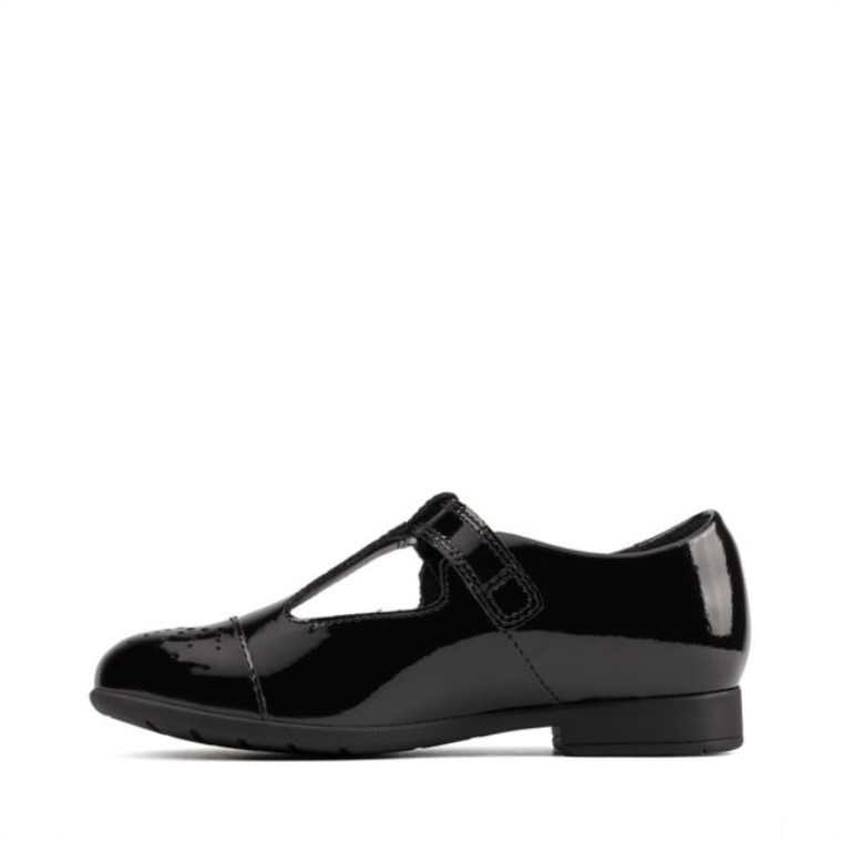 Clarks Scala Espíritu Niño Charol Negro Charol Negro