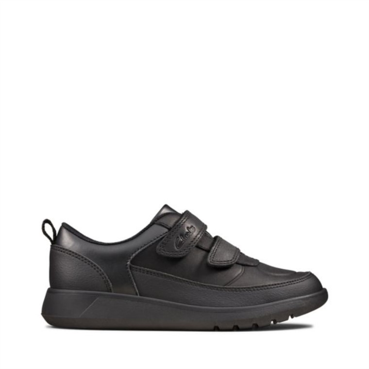 Clarks Scape Flare Niño Cuero Negro Cuero Negro