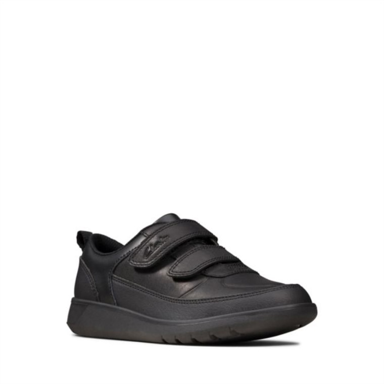 Clarks Scape Flare Niño Cuero Negro Cuero Negro