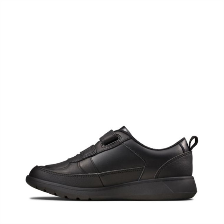 Clarks Scape Flare Niño Cuero Negro Cuero Negro