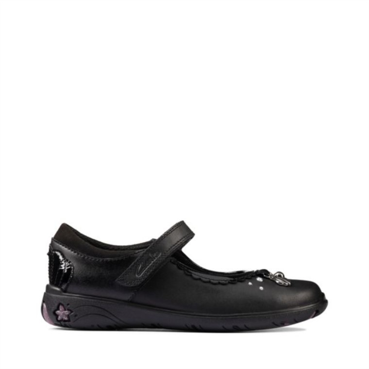 Clarks Sea Shimmer Niño Cuero Negro Cuero Negro