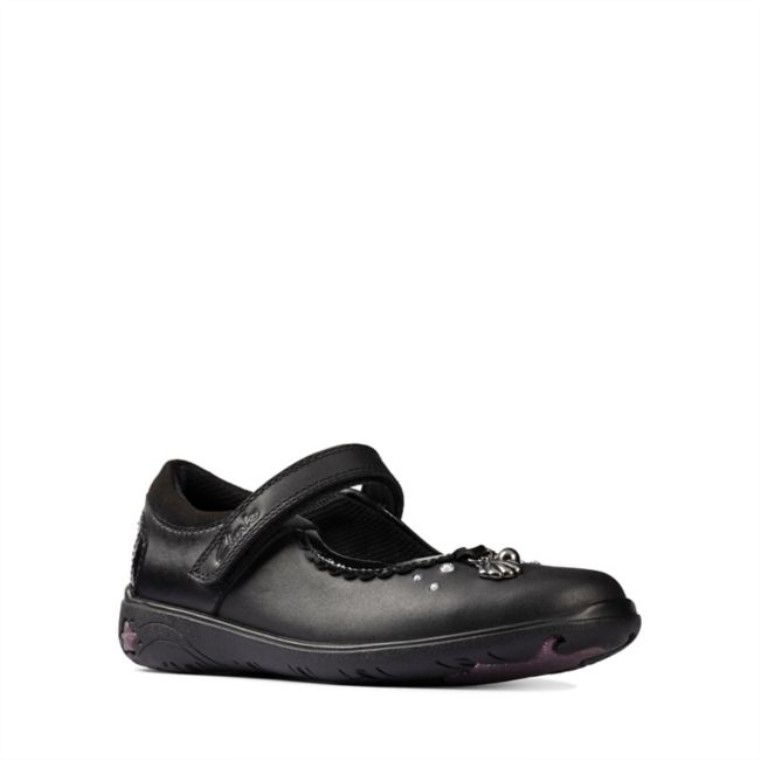 Clarks Sea Shimmer Niño Cuero Negro Cuero Negro