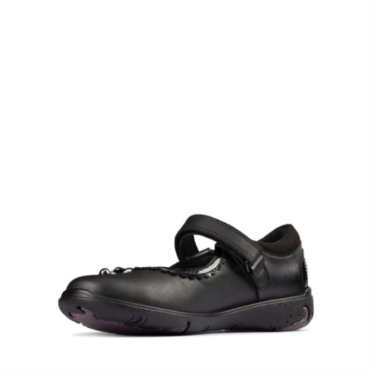 Clarks Sea Shimmer Niño Cuero Negro Cuero Negro
