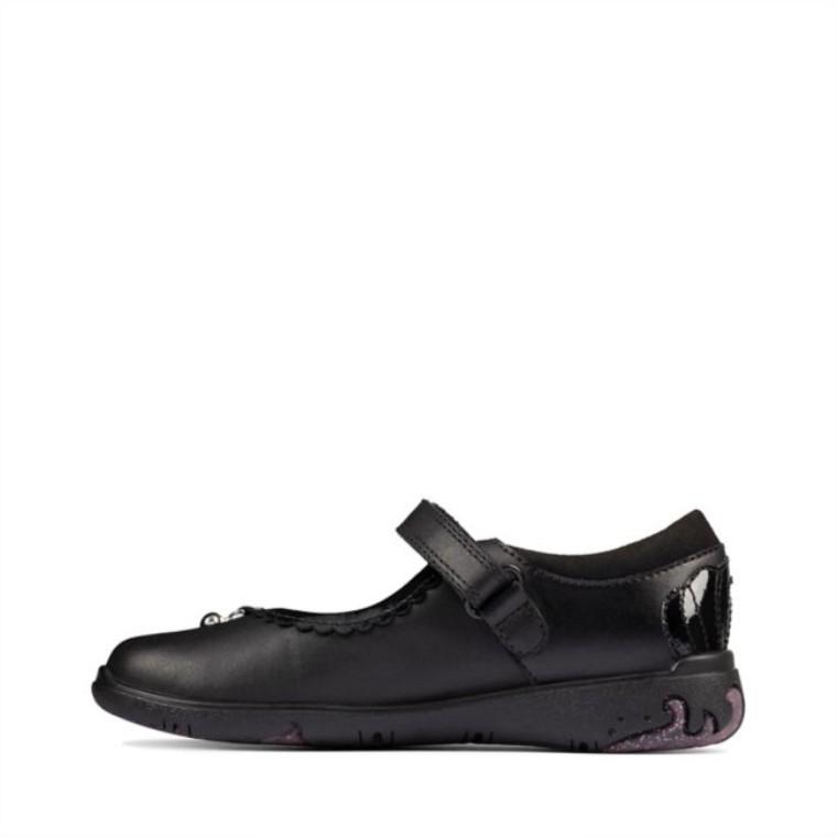 Clarks Sea Shimmer Niño Cuero Negro Cuero Negro