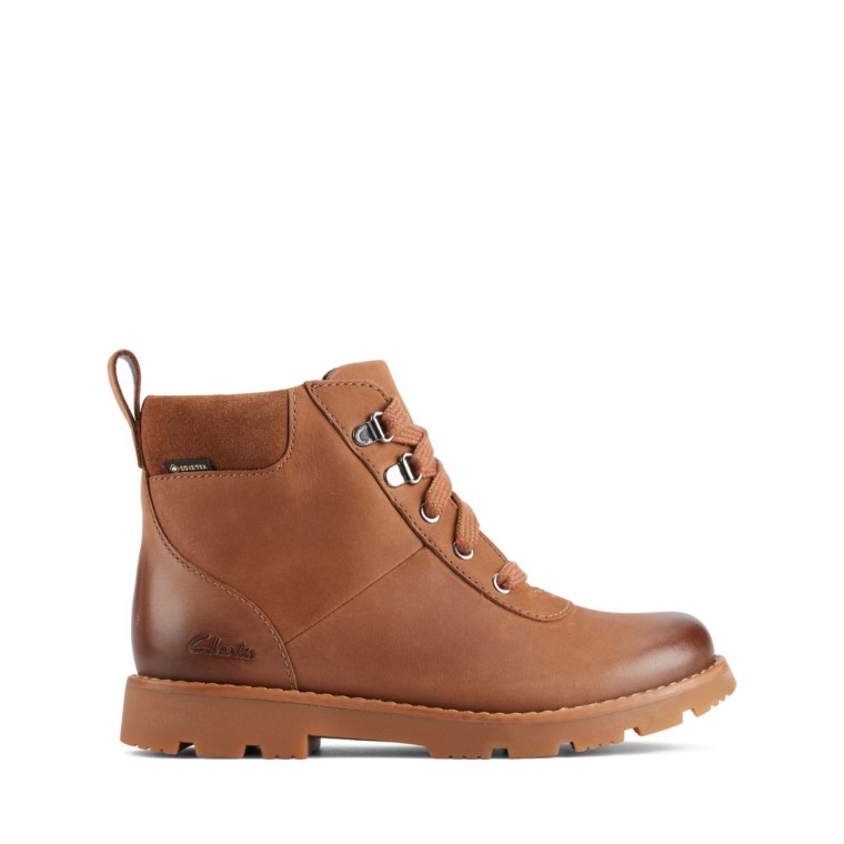 Cuero Marrón Clarks Cuero Marrón Heath Go Gore-tex Para Niños