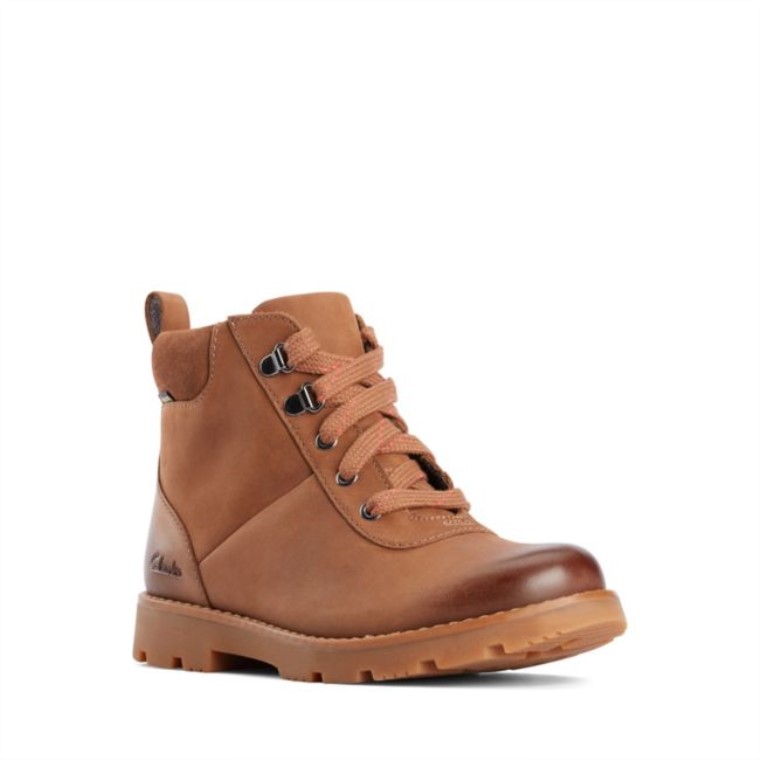 Cuero Marrón Clarks Cuero Marrón Heath Go Gore-tex Para Niños