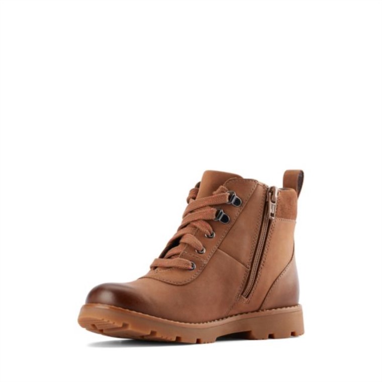 Cuero Marrón Clarks Cuero Marrón Heath Go Gore-tex Para Niños
