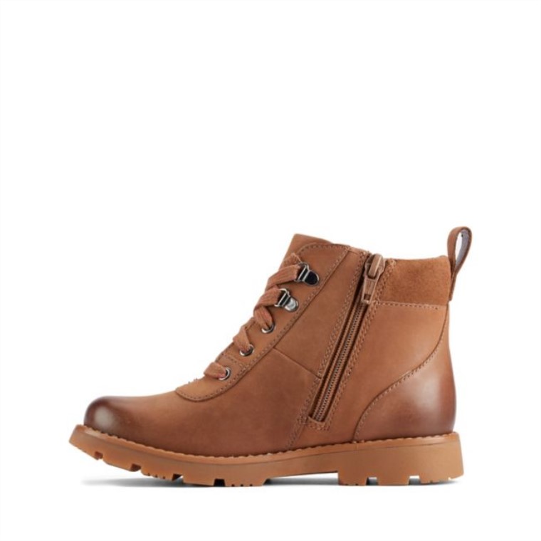 Cuero Marrón Clarks Cuero Marrón Heath Go Gore-tex Para Niños