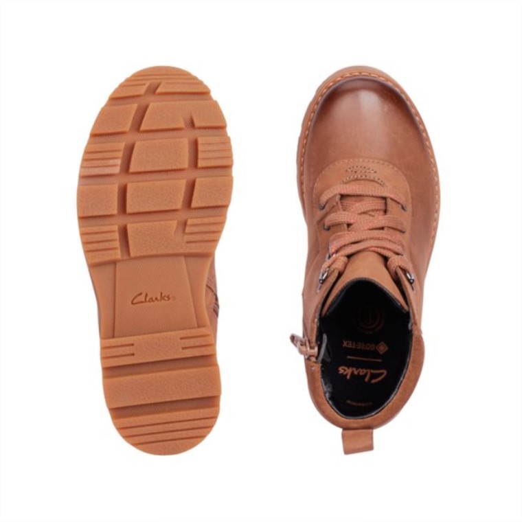 Cuero Marrón Clarks Cuero Marrón Heath Go Gore-tex Para Niños