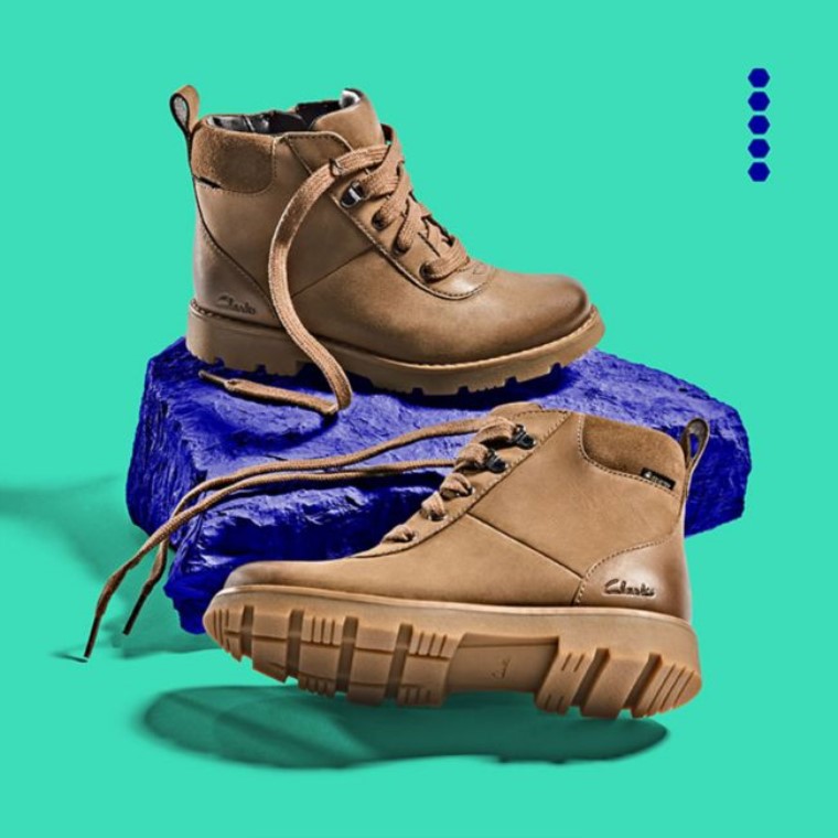 Cuero Marrón Clarks Cuero Marrón Heath Go Gore-tex Para Niños