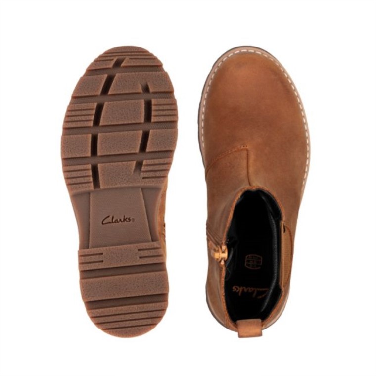 Cuero Marrón Clarks Cuero Marrón Heath Sea Gore-tex Cuero Marrón Para Niños