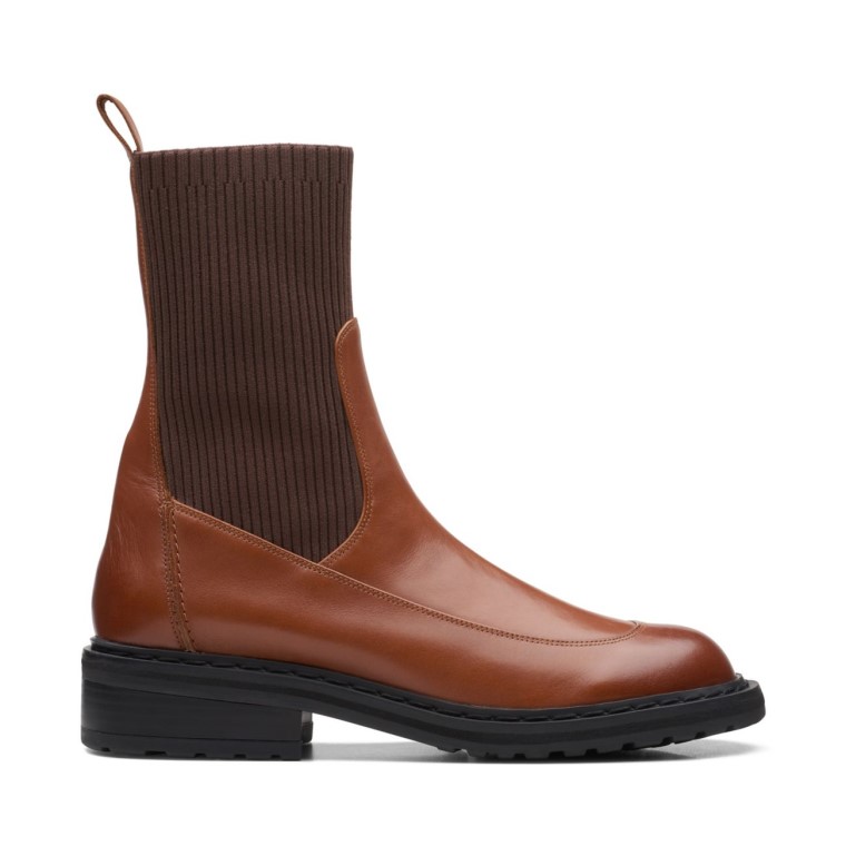 Clarks Tilham Punto Cuero Marrón Oscuro Cuero Marrón Oscuro