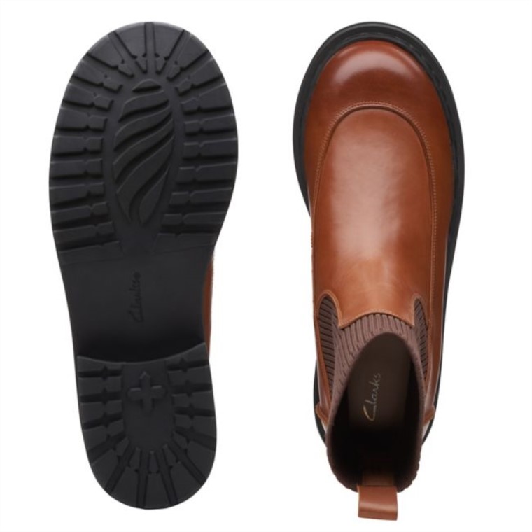 Clarks Tilham Punto Cuero Marrón Oscuro Cuero Marrón Oscuro