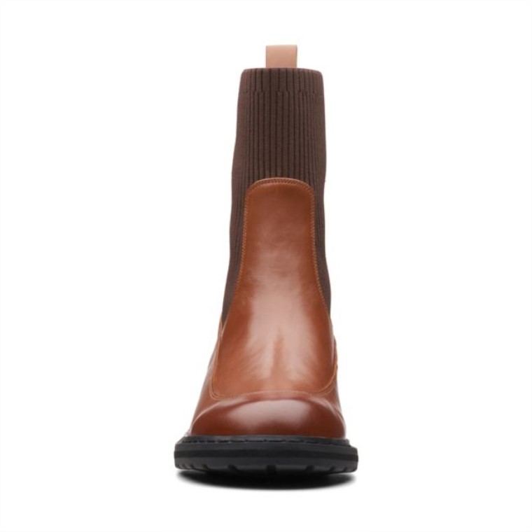 Clarks Tilham Punto Cuero Marrón Oscuro Cuero Marrón Oscuro