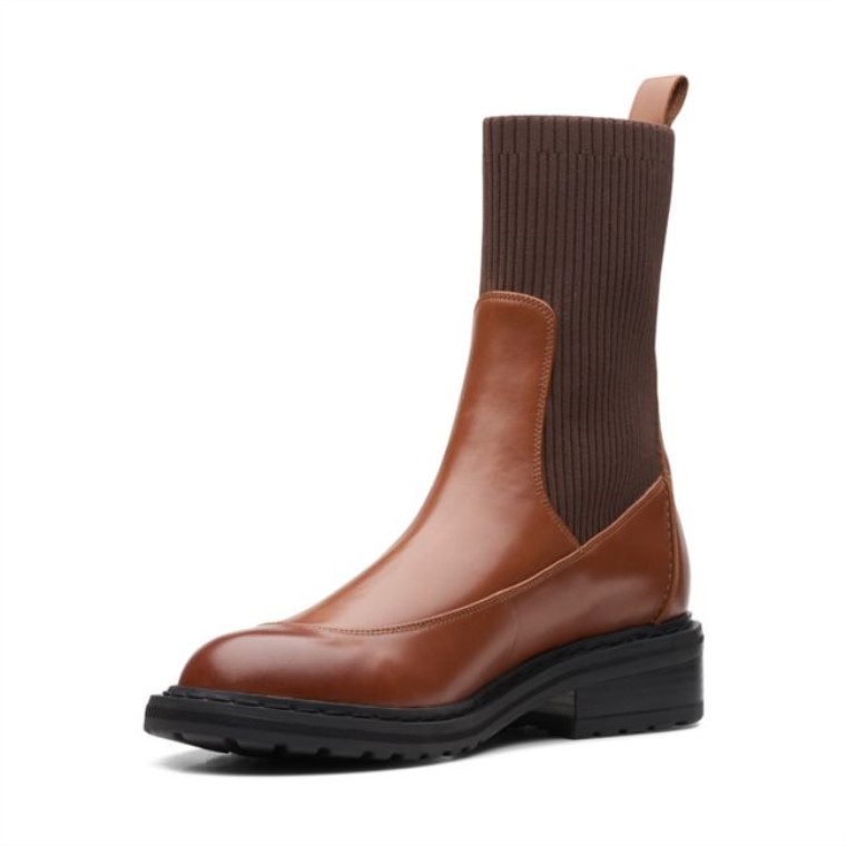 Clarks Tilham Punto Cuero Marrón Oscuro Cuero Marrón Oscuro