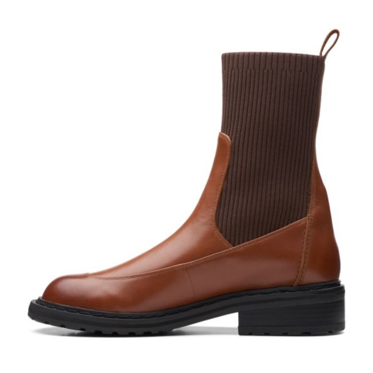 Clarks Tilham Punto Cuero Marrón Oscuro Cuero Marrón Oscuro