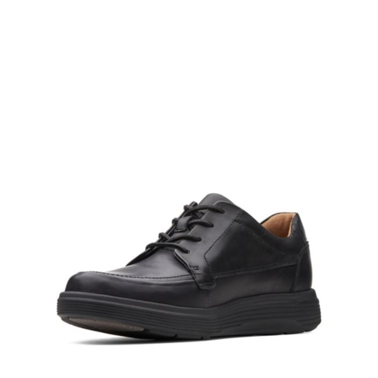 Clarks Un Morada Facilidad Cuero Negro Cuero Negro