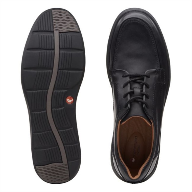 Clarks Un Morada Facilidad Cuero Negro Cuero Negro