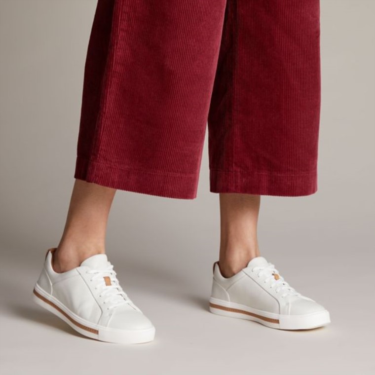 Clarks Un Maui Encaje Cuero Blanco Cuero Blanco