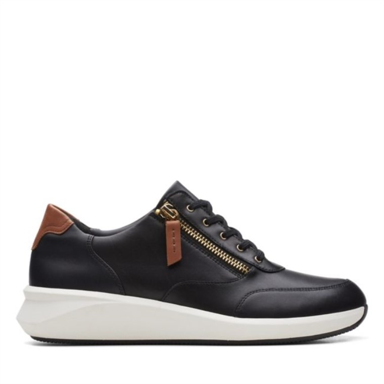 Clarks Un Rio Cremallera Cuero Negro Cuero Negro